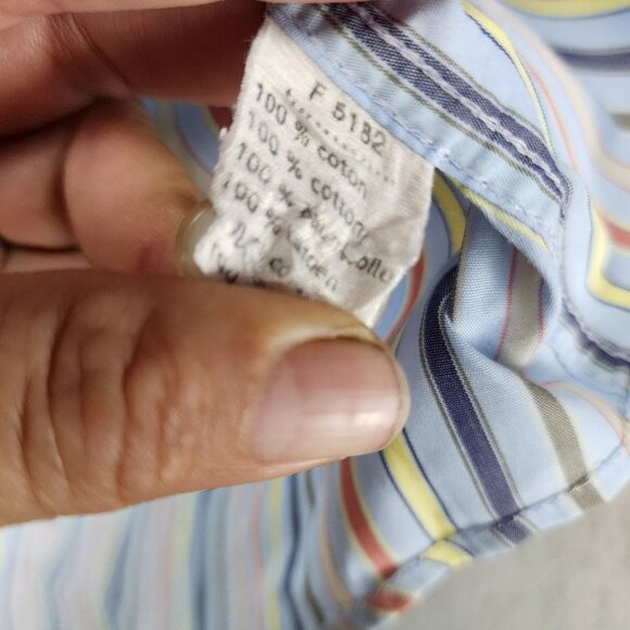 Lacoste Shirt Mens 44 Blue Striped Long Sleeve Button Up - Picture 3 of 10